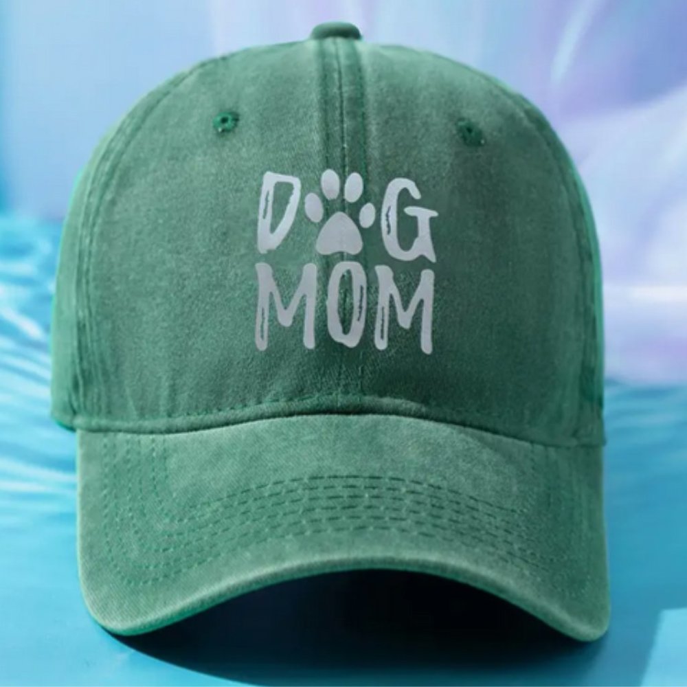 "Dog Mom" Baseball Cap in Faded Green NWT